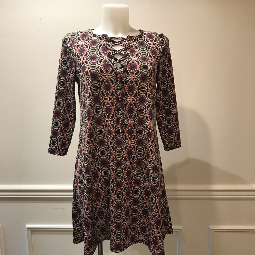 Amisu 3/4 sleeve print mini dress